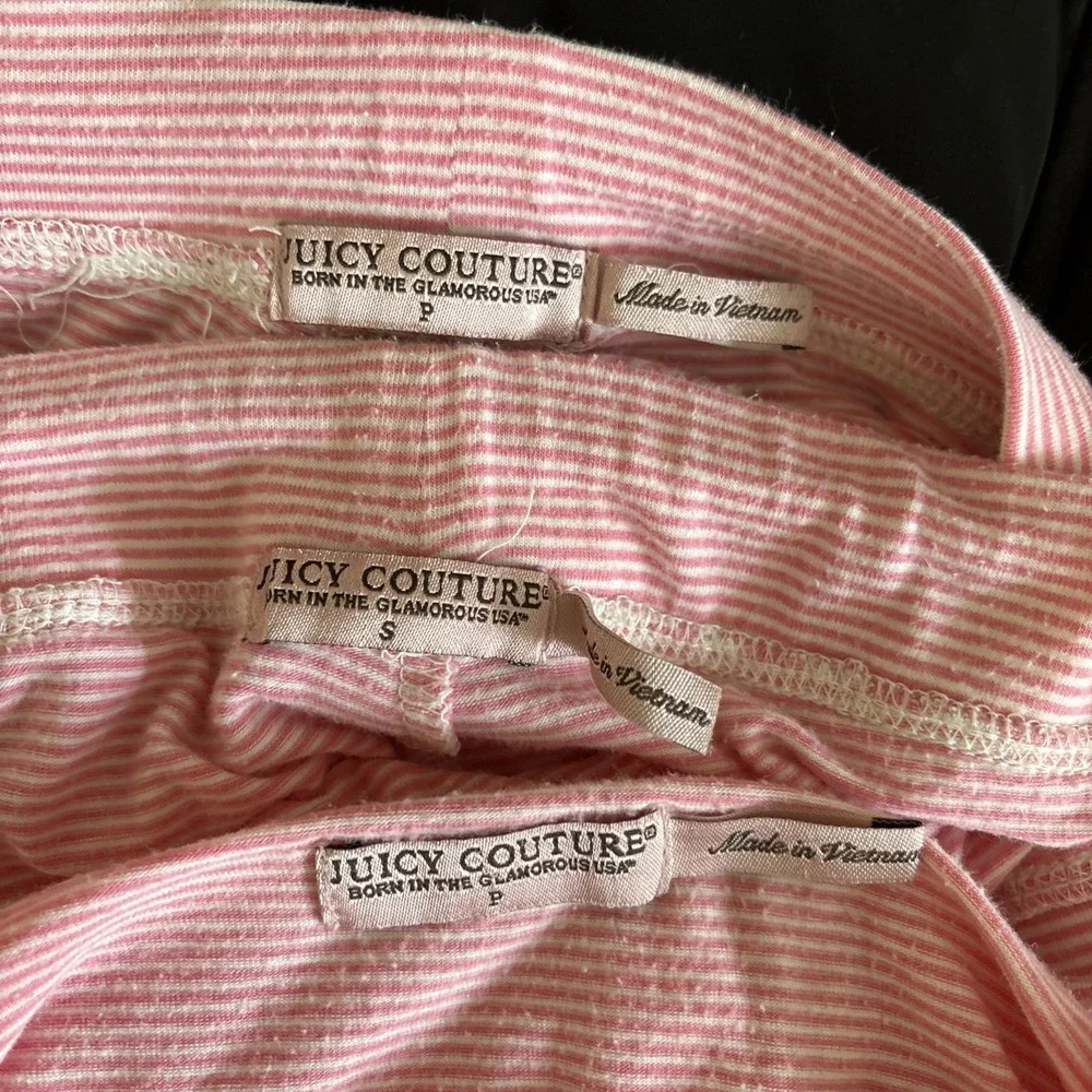 Juicy Couture 3-Piece Pajama Loungewear Set Shirt Shorts Pants Lace Trim Small - Picture 11 of 11
